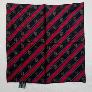 LAUREN Ralph Lauren Red and Black Patterned Scarf 100% silk RLL logo LRL